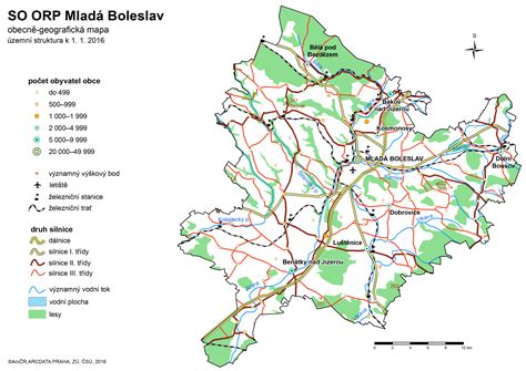geografická mapa Mladá Boleslav a dopravní trasy