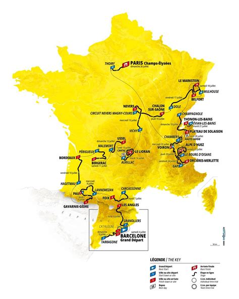 vizuální mapa historických rekordů Tour de France
