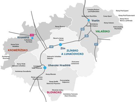 mapa regionu s místy nehod