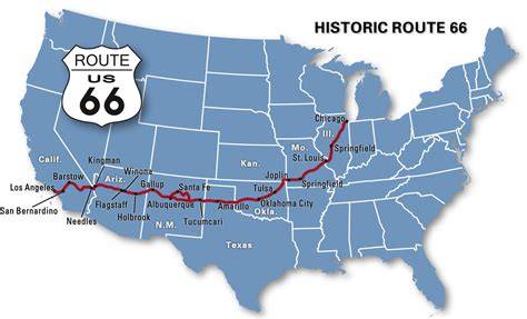 mapa Route 66 a Grand Canyon