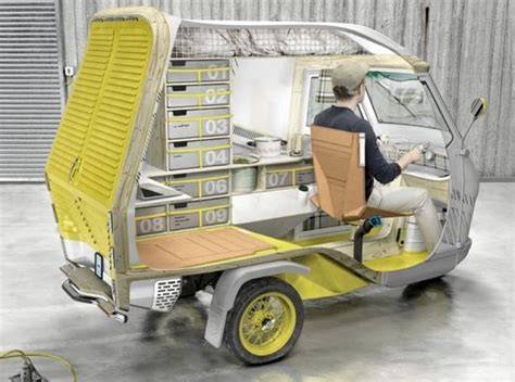 infografika rozmístění interiéru Piaggio Ape Bufalino