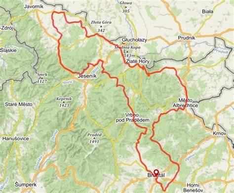 mapa trasy charitativní jízdy
