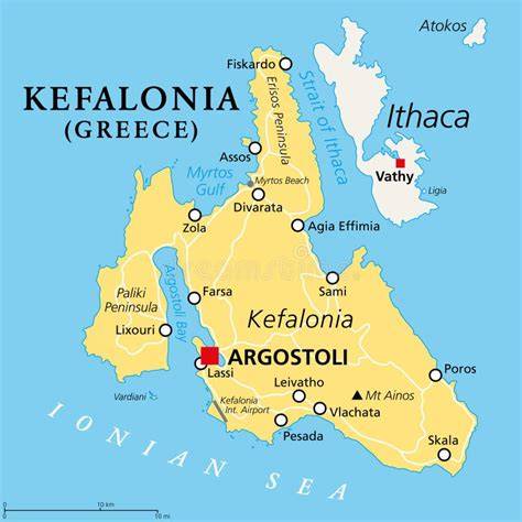 Mapa nejlepších tras Kefalonie