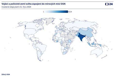 Ilustrativní mapa regionů misí OSN