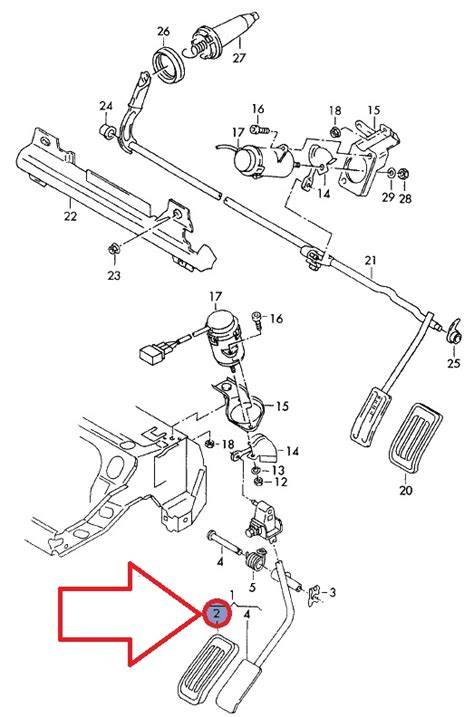 schéma mechanismu plynového pedálu VW Brouk