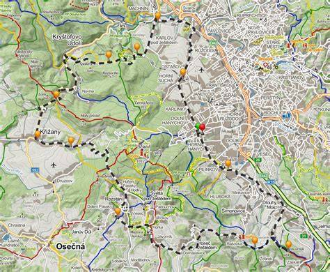cyklistická trasa Chrudim Podhůra mapa