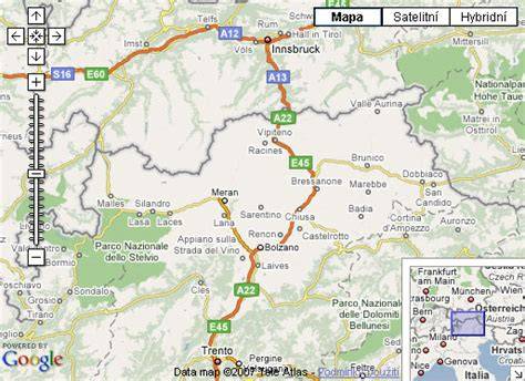 Mapa cyklotras Jižní Tyrolsko Bolzano