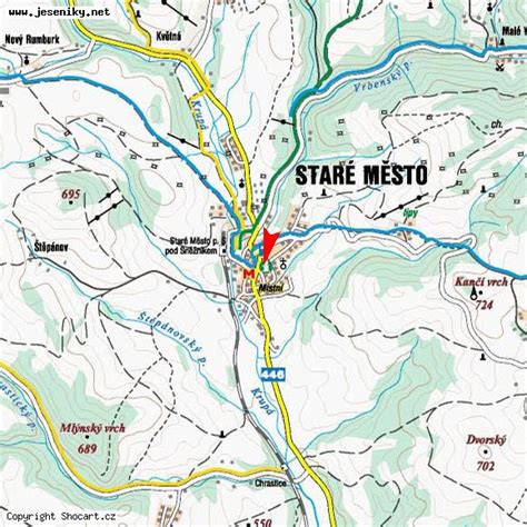 Mapa Stříbrnice Staré Město Jeseníky