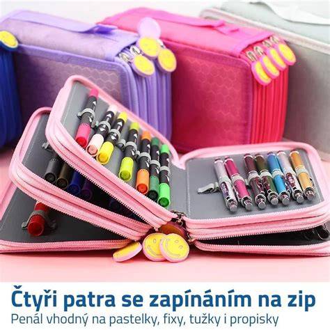 Školní penál s organizérem a poutky