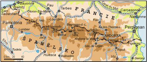Pyreneje motocyklová trasa mapa