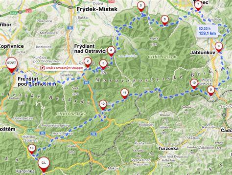 Mapa Beskyd a elektrokola