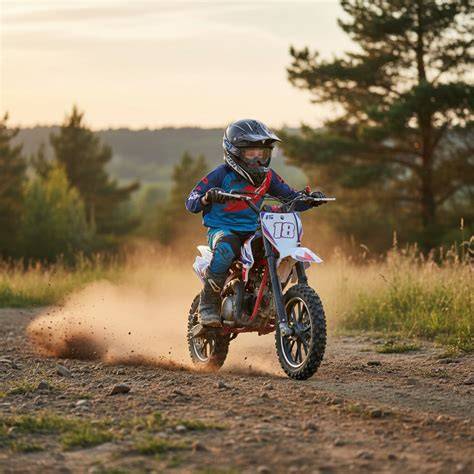 Dítě na benzínové minicross motorce