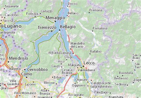 Mapa Mandello del Lario u jezera Como