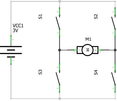 schéma H-můstku pro DC motor