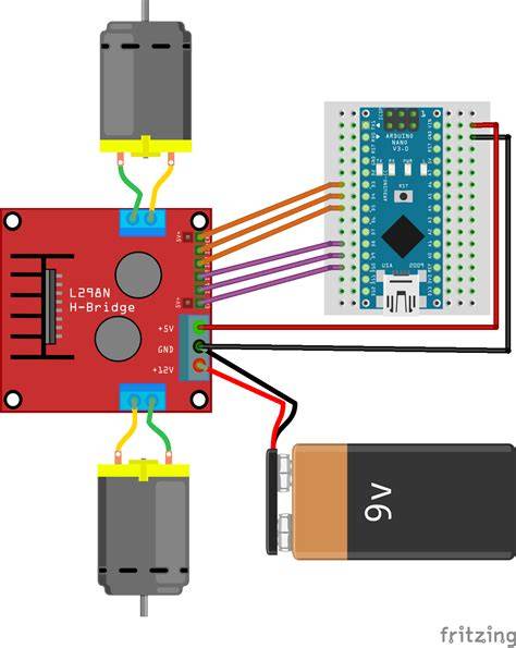zapojení Arduino L298N dva motory