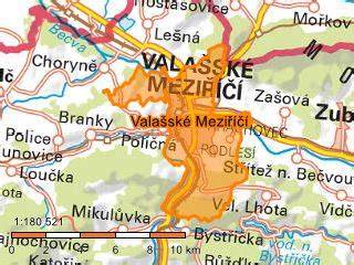 mapa Vsetín Valašské Meziříčí
