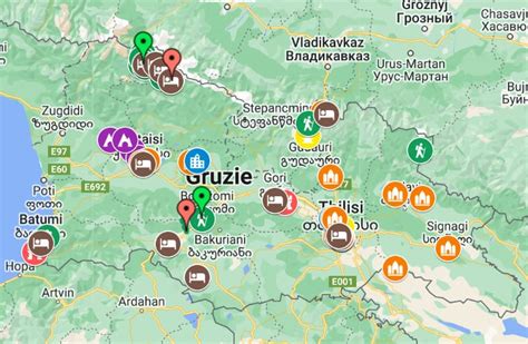 mapa Gruzie a okolí pro enduro cesty