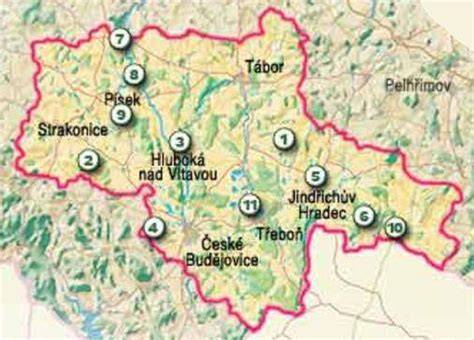 Mapa motorkářských tras jižní Čechy