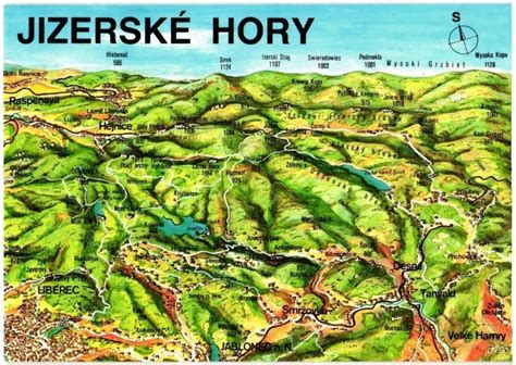 mapa cyklistické trasy přes Jizerské hory
