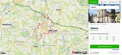 mapa Jihlavy s pneuservisem a okolím