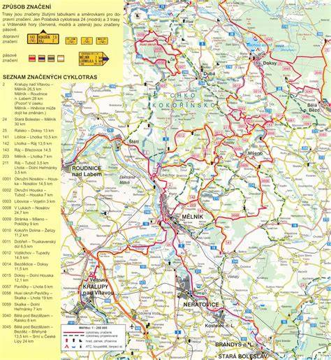 Mapa cyklotras kolem Sieny a okolí
