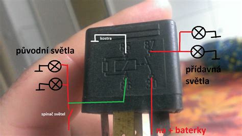 Schéma zapojení relé přídavných světel