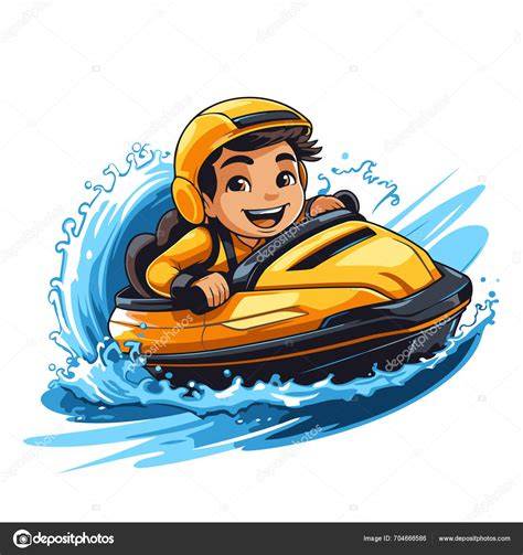 ilustrace adrenalinové jízdy vodním skútrům