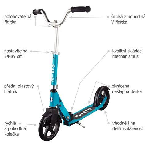 koloběžka Micro design a brzda (infografika)